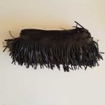 10cm breed zwart kunstleer franje