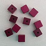 10 Houten Kralen Kubus / Vierkant 10 mm Bordeaux