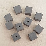 10 Houten Kralen Kubus / Vierkant 10 mm Medium Grijs