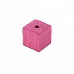 10 Houten Kralen Kubus / Vierkant 10 mm Helder Roze