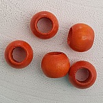 5 Houten Kralen Rond 14/11 mm Oranje