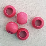 5 Houten Kralen Rond 14/11 mm Helder Roze