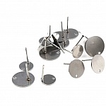 10 Supports Boucles d'oreilles puces ronde 10 mm en acier inoxydable