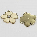 Geëmailleerde metalen bloem 25 mm Ivoor