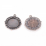 2 x 20mm koperrode cabochonhouders, cabochonhangers 15290AS