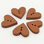 Bruin houten hart knop N°01-02