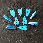 Houten hart knop blauw N°02-01