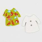 Houten knoopjes groene jurk N°02-01