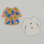 Houten knoopjes beige jurk N°02-02