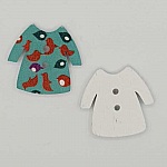 Turquoise jurk met houten knopen N°02-03