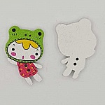 Houten knop meisje rood N°01-02