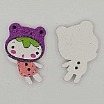 Houten knoop meisje mauve N°01-03