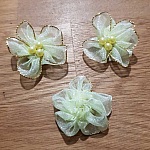 Set van 3 Gekleurde Bloemen Water Groen Organza Stoffen