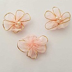 Set van 3 gekleurde bloemen Organza Stoffen Zalm
