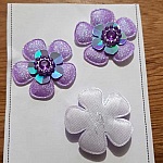 Set van 3 bloemen 5 bloemblaadjes Paarse stoffen