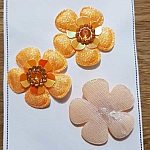 Set van 3 bloemen 5 bloemblaadjes Oranje stoffen