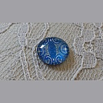 glazen cabochon rond 12mm blauwe bloem 039 