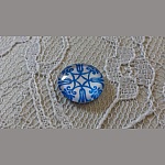 glas cabochon rond 12mm blauwe bloem 035 