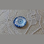 glas cabochon rond 12mm blauwe bloem 032 