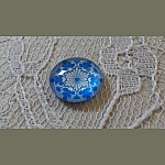 glas cabochon rond 12mm blauwe bloem 031 