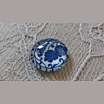 glas cabochon rond 12mm blauwe bloem 028 