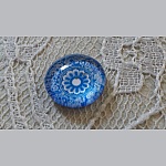 glas cabochon rond 12mm blauwe bloem 026 