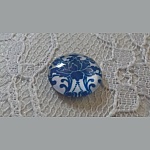 glas cabochon rond 12mm blauwe bloem 024 
