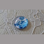 glas cabochon rond 12mm blauwe bloem 016 