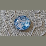 glas cabochon rond 12mm blauwe bloem 014 