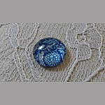 glas cabochon rond 12mm blauwe bloem 013 