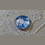 glas cabochon rond 12mm blauwe bloem 009 