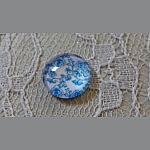 glas cabochon rond 12mm blauwe bloem 006 