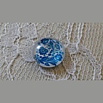 glas cabochon rond 12mm blauwe bloem 003 