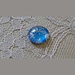 glas cabochon rond 12mm blauwe bloem 002 