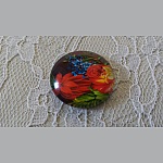 glazen cabochon rond 20mm bloem 01-031 