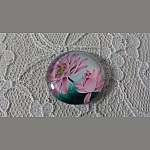 glazen cabochon rond 20mm bloem 01-025 