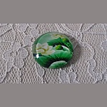 glazen cabochon rond 20mm bloem 01-008 