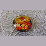 glazen cabochon rond 25mm bloem 01-038 