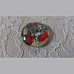 glazen cabochon rond 25mm bloem 01-026 
