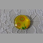 glazen cabochon rond 25mm bloem 01-012 