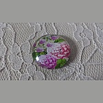 glazen cabochon rond 25mm bloem 01-011 