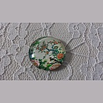 glazen cabochon rond 25mm bloem 01-006 