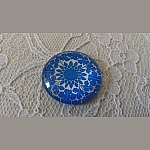 glazen cabochon rond 25mm bloem 027 