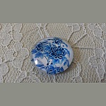 glazen cabochon rond 25mm bloem 024 