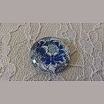 glazen cabochon rond 25mm bloem 021 