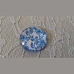 glazen cabochon rond 25mm bloem 014 