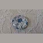 glazen cabochon rond 25mm bloem 009 