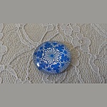 glazen cabochon rond 25mm bloem 005 