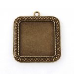2 x 30mm bronzen cabochonhouders, cabochonhangers 44AB 