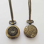 Rond 01 Antiek Brons Horloge met Ketting